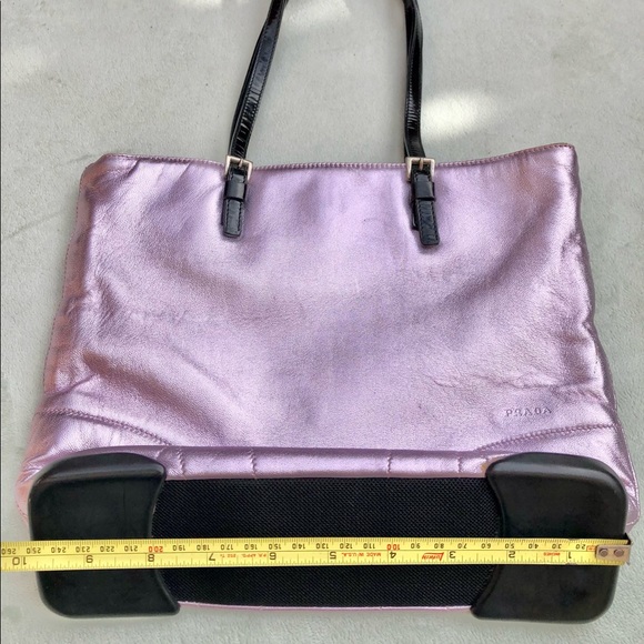 Prada Re edition Mini Tote Bag Purple Silver Nylon Handbag embossed logo - Picture 9 of 9